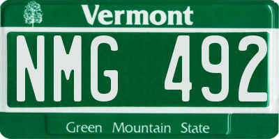 VT license plate NMG492