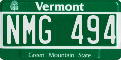 VT license plate NMG494