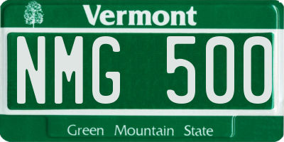 VT license plate NMG500