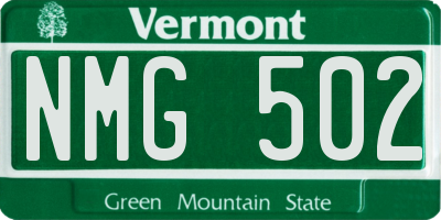 VT license plate NMG502