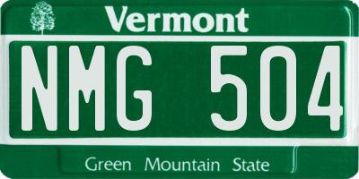 VT license plate NMG504