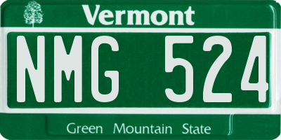 VT license plate NMG524
