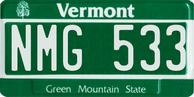 VT license plate NMG533