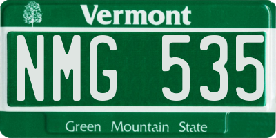 VT license plate NMG535