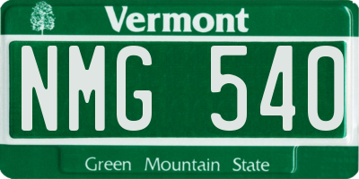 VT license plate NMG540
