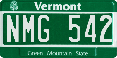 VT license plate NMG542