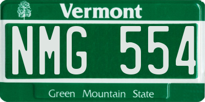 VT license plate NMG554