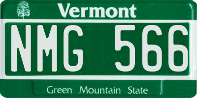 VT license plate NMG566