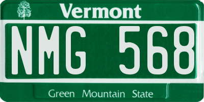 VT license plate NMG568