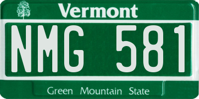 VT license plate NMG581