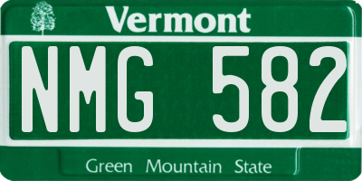 VT license plate NMG582