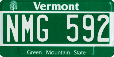 VT license plate NMG592
