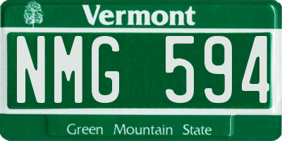 VT license plate NMG594