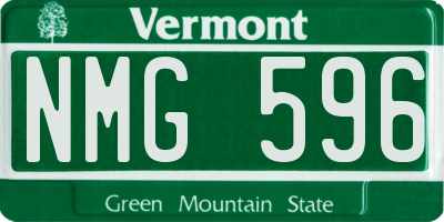 VT license plate NMG596