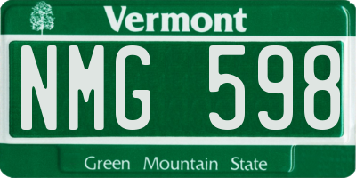VT license plate NMG598