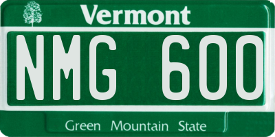 VT license plate NMG600