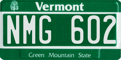 VT license plate NMG602