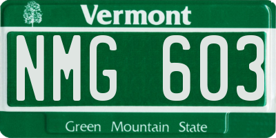 VT license plate NMG603