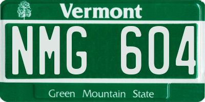 VT license plate NMG604
