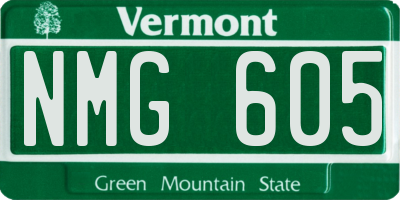 VT license plate NMG605