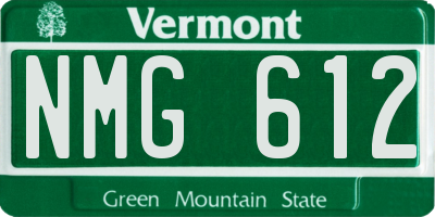 VT license plate NMG612