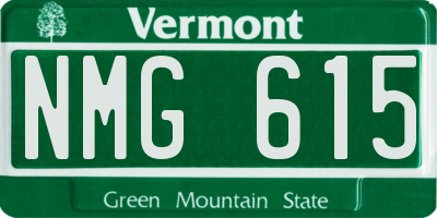 VT license plate NMG615