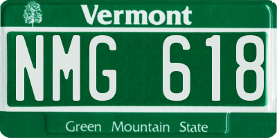 VT license plate NMG618