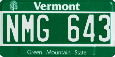VT license plate NMG643