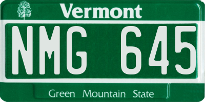 VT license plate NMG645