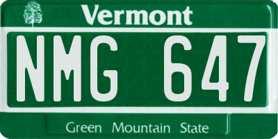 VT license plate NMG647