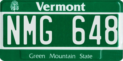 VT license plate NMG648