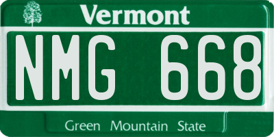 VT license plate NMG668