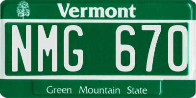 VT license plate NMG670