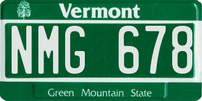 VT license plate NMG678