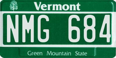 VT license plate NMG684