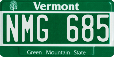 VT license plate NMG685
