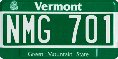 VT license plate NMG701