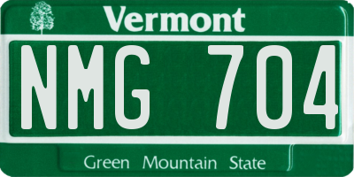 VT license plate NMG704