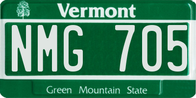VT license plate NMG705