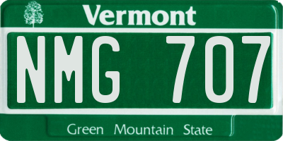 VT license plate NMG707