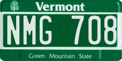 VT license plate NMG708