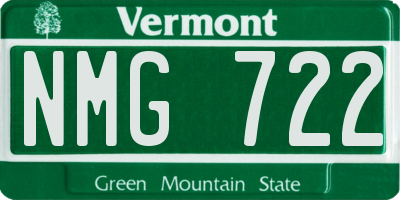 VT license plate NMG722