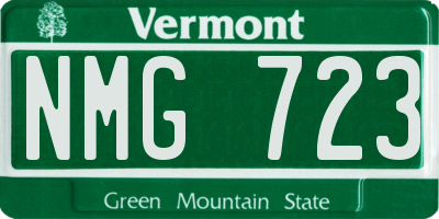 VT license plate NMG723