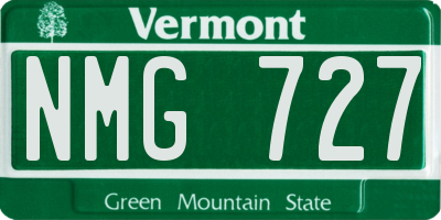 VT license plate NMG727