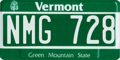 VT license plate NMG728