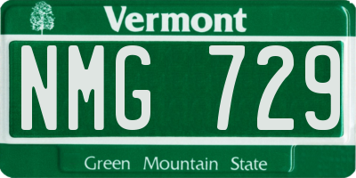 VT license plate NMG729