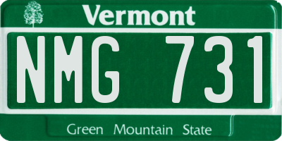 VT license plate NMG731