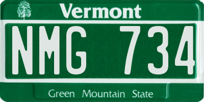 VT license plate NMG734