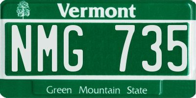 VT license plate NMG735
