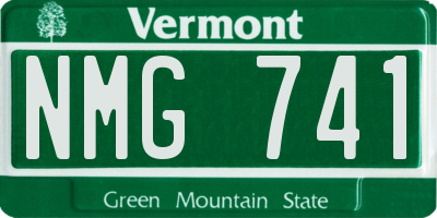 VT license plate NMG741